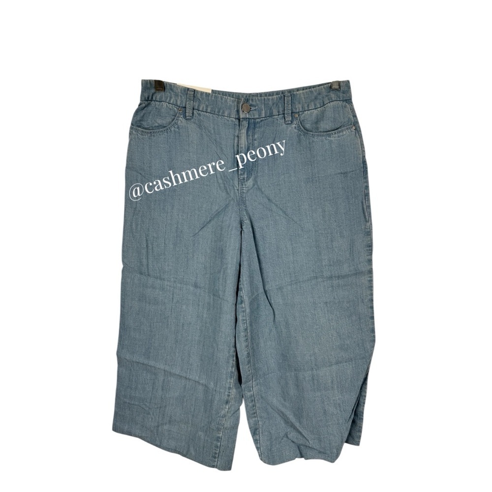Chico’s Driftwood Indigo Platinum Wide Leg Crop Petite Shorts 1P